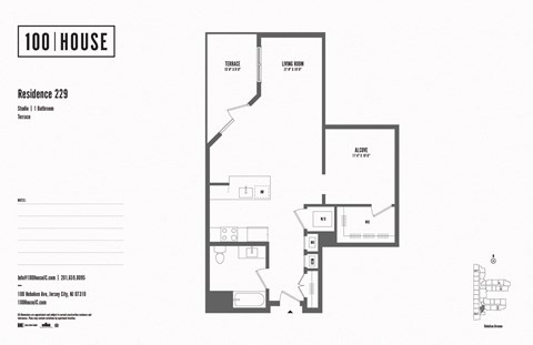 Floor plan for studio, 1 bath, 821 sqft